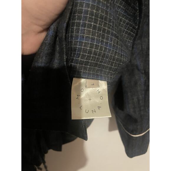 Morpho +‎ Luna Blue Plaid Wool Pajama Set Size Large Robe And Pants - Picture 6 of 12